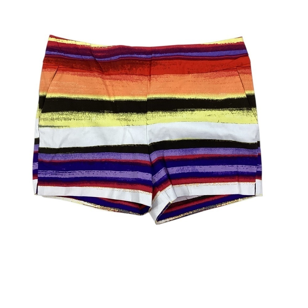 New York & Company Pull On Stripe Shorts Orange Purple Multicolor Size L